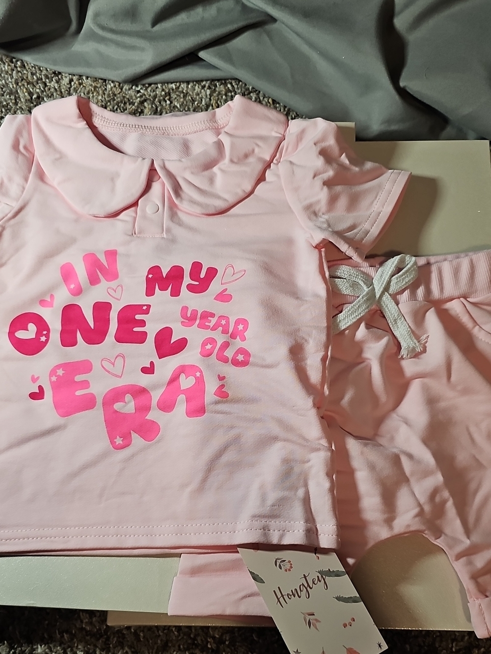 Pink NWT "One Year Old ERA" Girls Shorts Set
